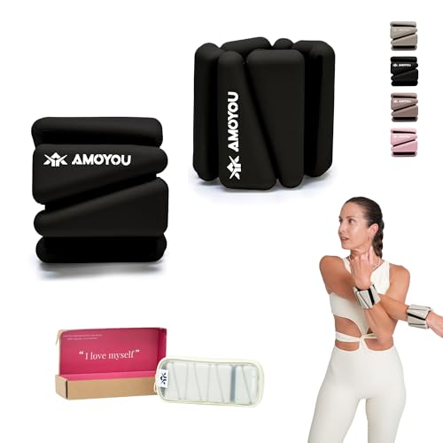 AMOYOU Wrist & Ankle Weights for Women – 2 lb Ankle Weights (Set of 2, 1 lb Each) | Arm Weights for Women | Leg Weights for Walking, Yoga, Cardio & Strength Training - color: Black