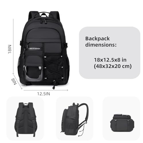 Laptop Backpack Boys Teen Bookbag Kids Middle Schoolbag Women Men 18in(Black) - color: 2-black