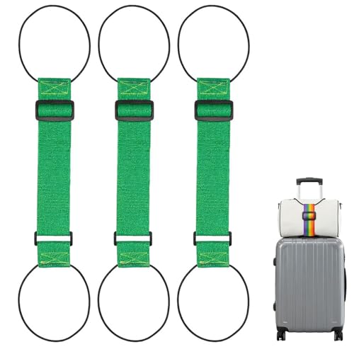 Luggage Straps for Suitcases, Adjustable Luggage Strap Bungee for Suitcase Handle, Luggage Connector Straps for Multiple Suitcases & Travel Bags (Green) - color: Green