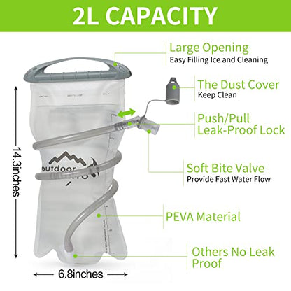 IX INOXTO Hydration Pack Backpack, Lightweight Water Backpack with 2L Hydration Bladder Daypack for Men Women,Running Hydration Vest for Trail Running Hiking Cycling Race Climbing - color: Fruit green