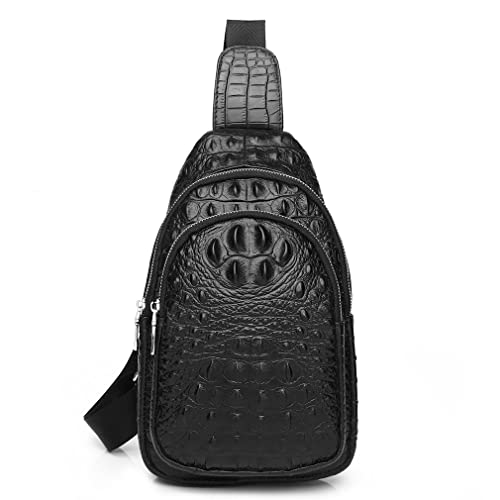 Vintage Leather Sling Bag Backpack for Men Crossbody Shoulder Chest DayPack Backpacks - color: #92black