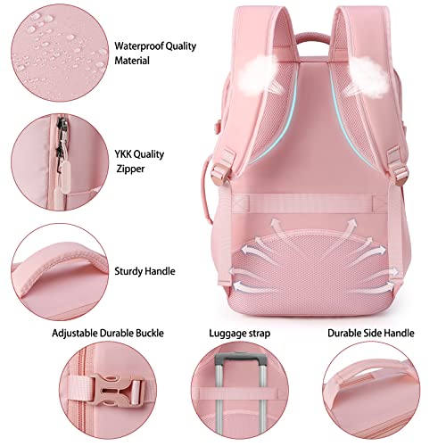 Lubardy Travel Backpack for Men Women 17 Inch Flight Approved Carry on Backpack Waterproof Large 40L Luggage Daypack Business College Weekender Overnight Laptop Backpack with 3 Packing Cubes, Pink - color: Pink(backpack With 3 Packing Cubes)