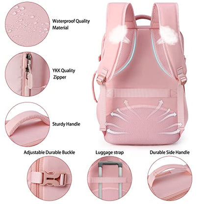 Lubardy Travel Backpack for Men Women 17 Inch Flight Approved Carry on Backpack Waterproof Large 40L Luggage Daypack Business College Weekender Overnight Laptop Backpack with 3 Packing Cubes, Pink - color: Pink(backpack With 3 Packing Cubes)