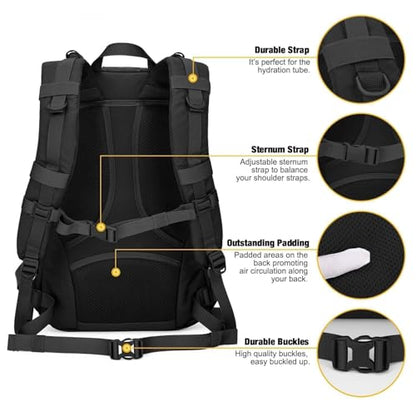 Mardingtop Small Tactical Backpack,Molle Hiking Backpack for Backpacking,Cycling and Biking,15L/25L Backpack - color: Black, size: 25L
