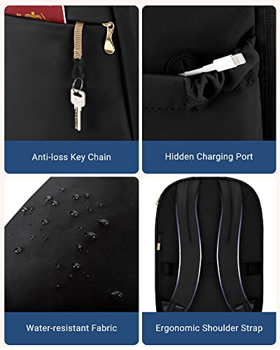 LIGHT FLIGHT Travel Backpack for Women, 15.6 Inch, Black | Laptop Backpack, USB Charging Hole, Water Resistant, Large Capacity, College Bookbag - color: Black, size: 15.6 Inch without Wheels