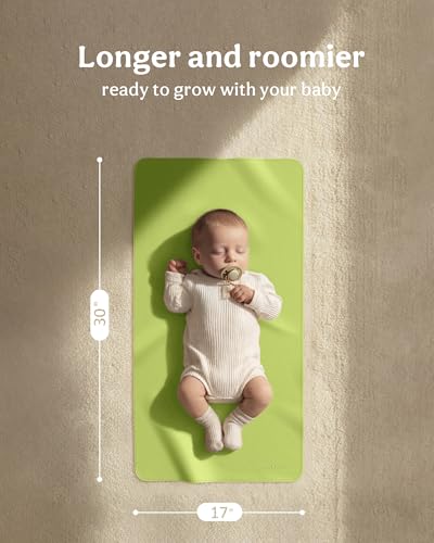 Vegan Leather Portable Changing Pad 2 Pack – Large 30"x17" Waterproof Travel Diaper Mat, Wipe-Clean & Foldable Changing Mat for Babies & Toddlers, Perfect Newborn Baby Shower Gifts (Beige & MossGreen) - color: Beige & Moss Green