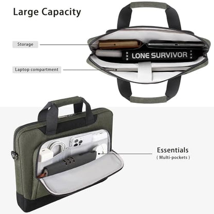 DOMISO Laptop Sleeve Case Large Capacity Shoulder Bag Compatible with 17-17.3 inch Dell XPS/HP Gaming Pavilion 17 / Chromebook 317, Dark Green - color: Dark Green, size: 17 - 17.3 Inch
