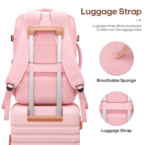 UKEIN Luggage Sets 3 Piece, Carry On Luggage 20In With Spinner Wheels,PC Hardside Suitcase Set with TSA Lock,Durable Carry On Suitcase With Travel Backpack for Men (Pink, 3 piece set (20inch)) - color: Pink, size: 3 piece set (20inch)