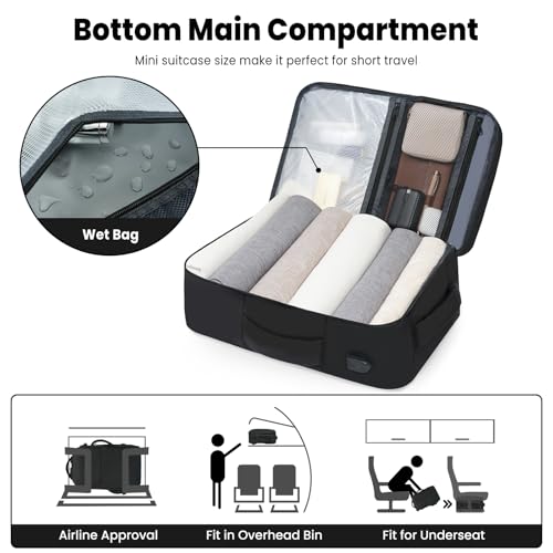 BAGAIL Travel Laptop Backpack, Carry on with USB Port, Luggage Bag for Holiday-Black - color: Black