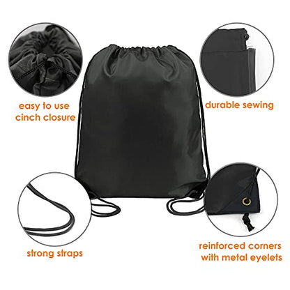BeeGreen Black Drawstring Backpack Bulk 20 Pack, Christmas String Backpack for Gym Sport Trip,Cinch Sack with String, DIY Drawstring Bags for Women and Men - color: Black-s