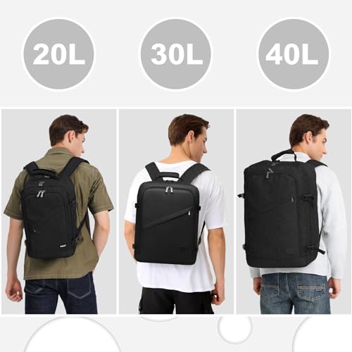 Kono Travel Backpack Airline Approved Overhead Bin Personal Item Bag - color: Black, size: Large