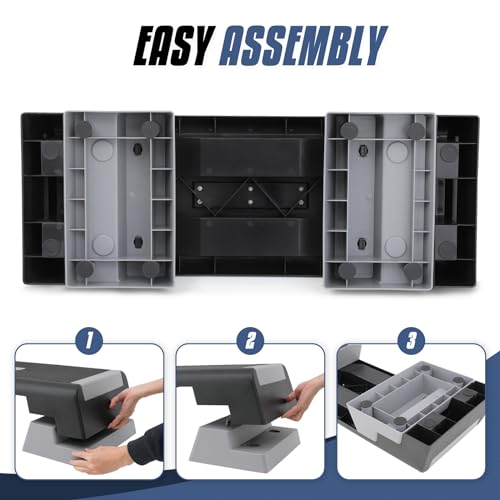 MADOG Aerobics Stepper Platform with 4/6/8 inch Height Stackable Risers - color: Black/Gray, size: 38-Inch