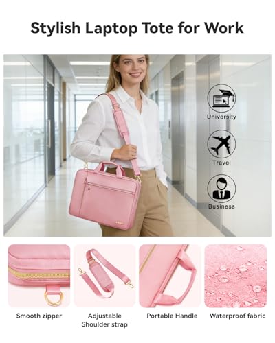 14 Inch Laptop Bag Case for Women Men Compatible with HP Chromebook OmniBook Envy/14 MacBook Pro M5/Dell Pro Inspiron XPS/Lenovo Yoga, Messenger Carrying Briefcase Computer Bag Case, Pink - color: Pink, size: 14 inch