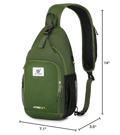SKYSPER Sling Bag RFID Crossbody Sling Backpack Cross Body Shoulder Bag Travel Hiking Daypack for Women Men(Army Green) - color: Army Green