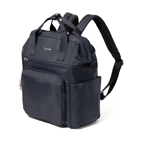 Baggallini Securtex Anti-Theft Windsor Backpack for Travel, Work & College, RFID & Locking Zipper, Up to 16" Laptop - color: French Navy
