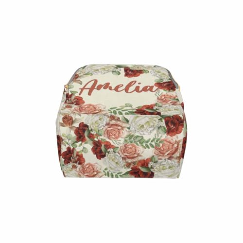 Custom Diaper Bag with Name, Personalized School Bag Flower Print, Monogram Nappy Backpack with Thermal Pockets for Adults Kids, Large Capacity Waterproof Diaper Bag, Travel Gifts - color: Color-12