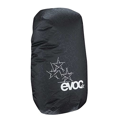 EVOC RAINCOVER Sleeve Rucksack Regenschutz für Outdoorabenteuer, wasserdichte Rucksack Schutzhülle (Flexible Größenanpassung durch Kordelzug, reflektierender Druck, Größe: M, L) - color: black