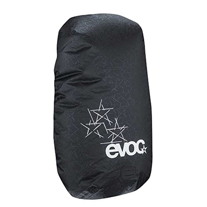 EVOC RAINCOVER Sleeve Rucksack Regenschutz für Outdoorabenteuer, wasserdichte Rucksack Schutzhülle (Flexible Größenanpassung durch Kordelzug, reflektierender Druck, Größe: M, L) - color: black