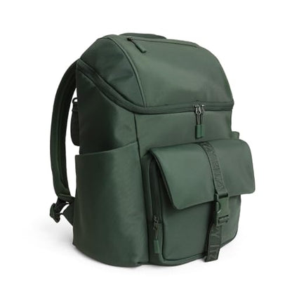 Itzy Ritzy Belong Bucket Backpack – Lightweight Diaper Bag Backpack Featuring 16 Pockets, Bucket Top Opening, Stroller Straps & Changing Pad – Organized and Stylish Everyday Family Backpack (Green) - color: Hunter Green
