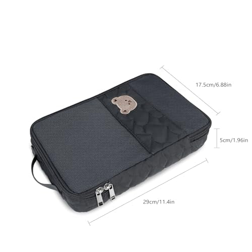 Baby Diaper Bag Organizer Pouches - 2 Pack Waterproof Pod Hanging Diaper Bag Cute Bear Mesh Bag Reusable, Washable or Baby Cloth Diapers - color: Black