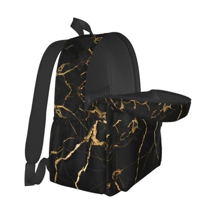 cfpolar 17 Inch Backpack Black & Gold Marble Art Laptop Bag Shoulder Bag School Bookbag Casual Daypack For Boys Girls - color: B94-black & Gold Marble