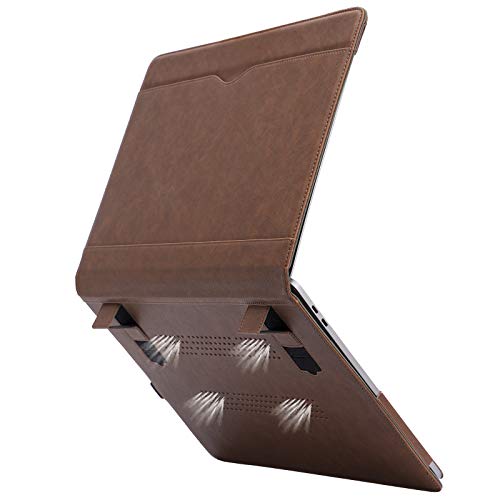 TYTX Compatible with MacBook Pro Leather Case 15 Inch 2016-2019 Release (A1990 A1707) Laptop Sleeve Protective Folio Book Cover with Vents, Dark Brown - color: Dark Brown