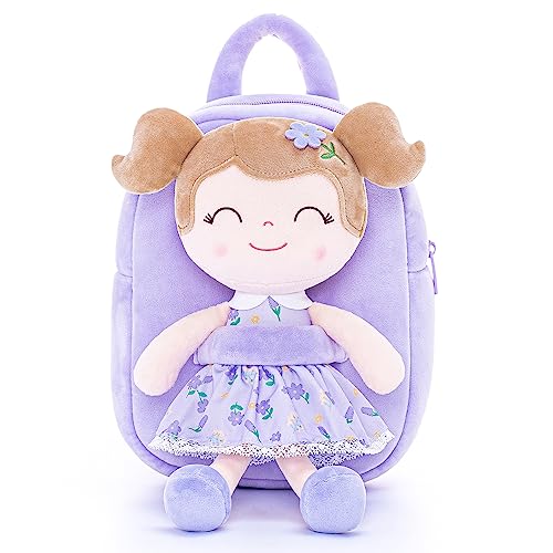 Gloveleya Toddler Backpack Baby Girl Gift Kids Backpack Plush Bag Diaper Bag Plush Printed Violet - color: A013 Printed Violet Backpack, size: 9 inches