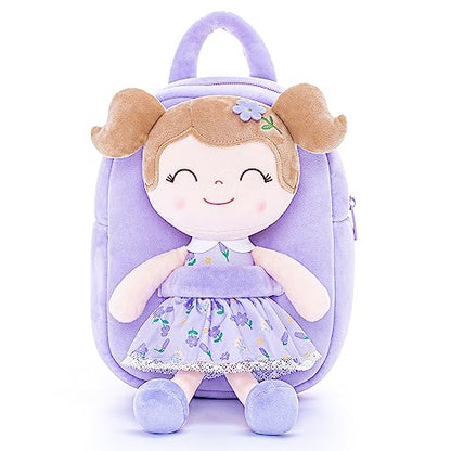 Gloveleya Toddler Backpack Baby Girl Gift Kids Backpack Plush Bag Diaper Bag Plush Printed Violet - color: A013 Printed Violet Backpack, size: 9 inches