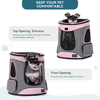 Petsfit Dog Backpack Carrier with Upgrade Waist Cushion Design to Better Fit the Waist, Suitable for Small and Medium Dogs Cats, and Rabbits up to 18 Pounds - color: aPink