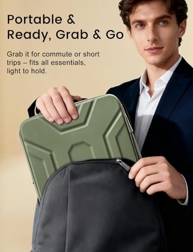 DOMISO 15.6 inch Laptop Sleeve, Shockproof and Waterproof EVA Protective Laptop Case, Laptop Sleeves for 16" MacBook Pro/Max M2 M1 2019-2023,15"-16" HP Dell Asus Laptop,Dell XPS 15, Green - color: Green, size: 15.6 inch