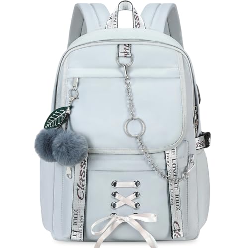 Spotted Tiger School Backpack for Girls Backpack with Lunch Box Backpacks for Teen Girl Backpacks School Bag Bookbag (Grey) - color: Grey