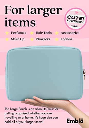 Embla Large Makeup Bag and Waterproof Nylon Travel Toiletry Bag, Large Capacity Cosmetic Zipper Pouch, Blue - color: Sky, size: Large