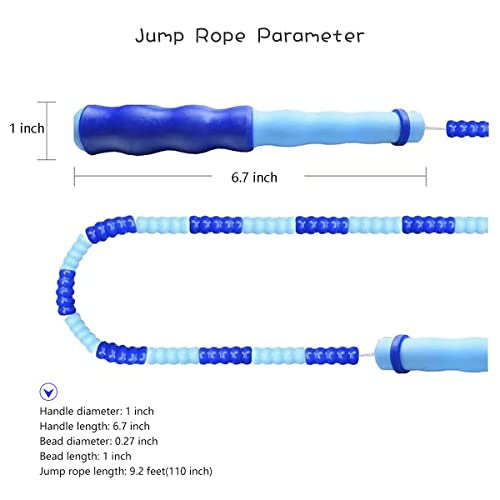 Jump Rope for Kids Girls and Boys, Soft Beaded Jump Ropes, Adjustable Skipping Rope, Tangle-Free Segmented Rope for Kid and Women Men Adults Exercise, Keeping Fit, Training - 9.2Ft - color: Green and Purple
