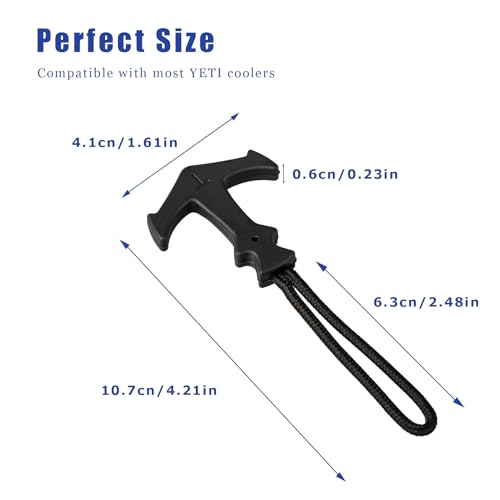 6-Pack Heavy Duty T-Shaped Zipper Pulls Replacement Compatible with Yeti Cooler, Durable Paracord & Strong Plastic Pullers for Coolers, Backpacks, Luggage, Totes – Easy to Install, Universal Fit