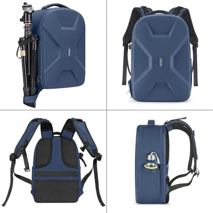 MOSISO Camera Backpack, DSLR/SLR/Mirrorless Photography Camera Bag 15-16 inch Waterproof Hardshell Case with Tripod Holder&Laptop Compartment Compatible with Canon/Nikon/Sony, Steel Blue - color: Steel Blue