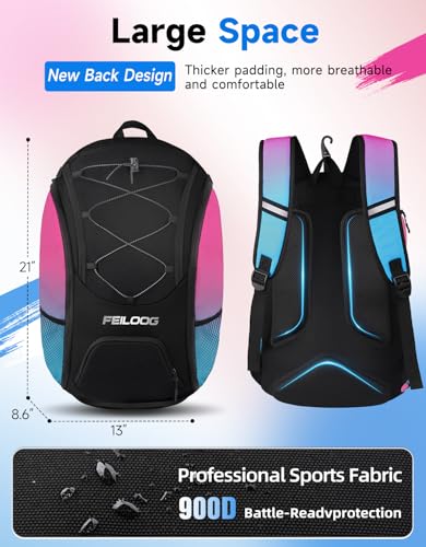 Basketball Backpack Large Sports Bag, Ball Accessories Basketball Equipment Bag with Ball Holder Shoes Compartment - color: Colorful Black