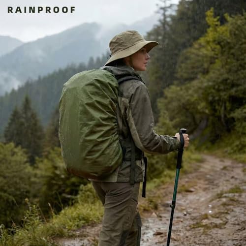 Waterproof Rucksack Cover Backpack Rain Cover 30L-100L for Travel Climbing Hiking (Black+Green, 30L-40L) - color: Black+green, size: 30L-40L