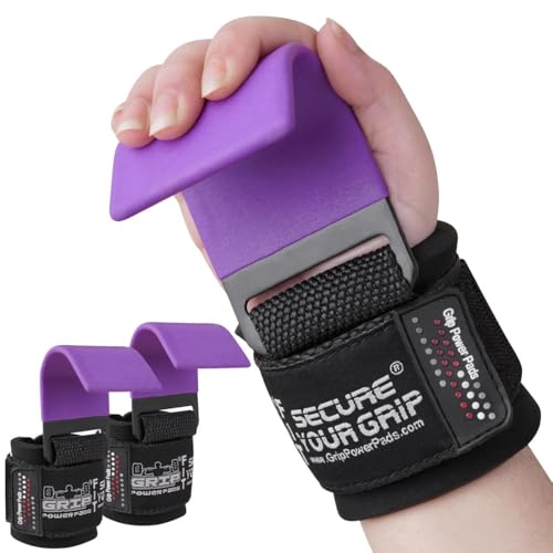 Weight Lifting Rod Hooks Heavy Duty Wrist Wraps Power Weight Lifting Training Gym Grips Straps Set of 2 - color: Purple 1, size: WOMEN-Wrist Size Small/Medium