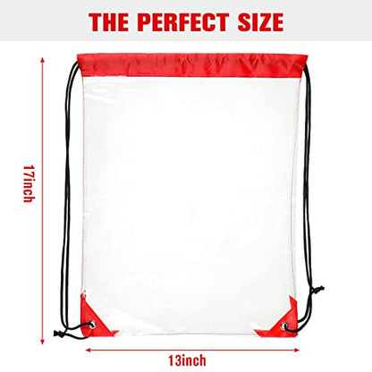 Riakrum 15 Pcs Clear Drawstring Bag Waterproof Small See Through PVC Drawstring Backpack for Stadium College Sport Event(Wine Red) - color: Wine Red