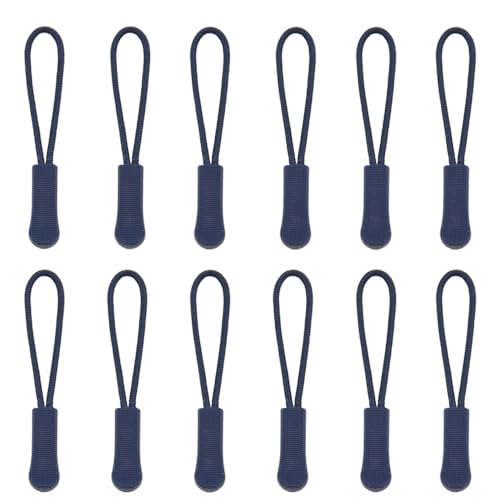 Yosawa 50 Pieces Zipper Pull Replacement， Nylon Zipper Tags Cord，Zipper Pull Puller for Jackets，Backpacks, Luggage, Purses, Handbags(Dark Blue) - style: Style-Dark Blue