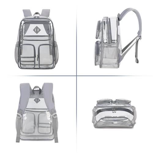 Clear Backpacks for School Heavy Duty Clear Bookbag Stadium Events Transparent Back Pack Kids, Grey - color: Grey