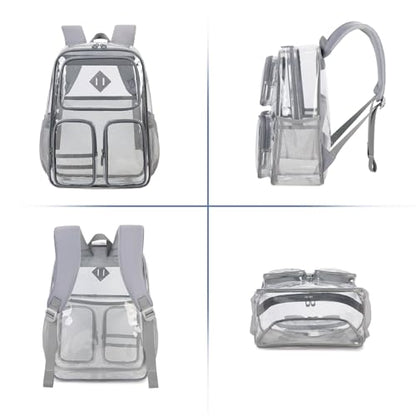 Clear Backpacks for School Heavy Duty Clear Bookbag Stadium Events Transparent Back Pack Kids, Grey - color: Grey
