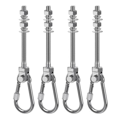 SELEWARE 4Pcs Heavy Duty Swing Hangers, 1500LB Capacity Stainless Steel Swing Set Hooks for Wood/Steel Beam, 5" x M2/5" Porch Swing Hardware for Playground Swing Hammock Chair Yoga Silk Punching Bag - color: 4 Pack Swing Hangers (5" X M2/5" Threaded Rod)