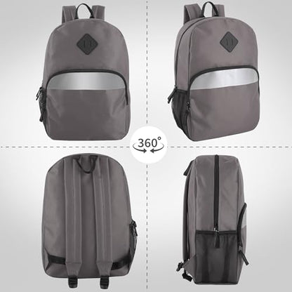 Trail maker Bulk Kids Reflective Backpack Wholesale 24 Pack Backpacks for School with Side Pockets, Padded (4 Colors Pack) - color: 4 Colors Pack