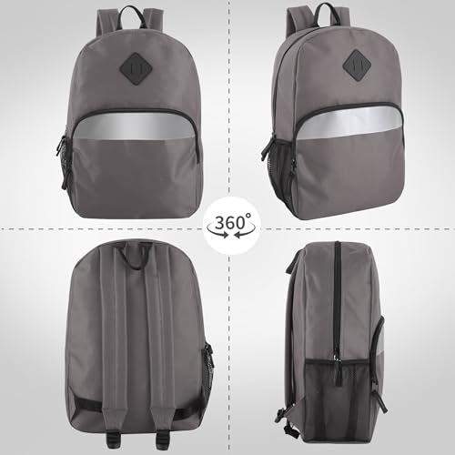 Trail maker Bulk Kids Reflective Backpack Wholesale 24 Pack Backpacks for School with Side Pockets, Padded (4 Colors Pack) - color: 4 Colors Pack