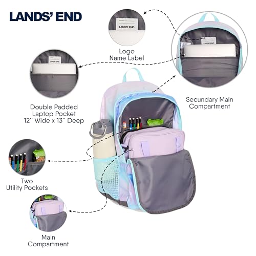 Lands' End Unisex Kids Large ClassMate Lightweight Durable Elementary School Backpack, Pastel Lilac - color: Pastel Lilac