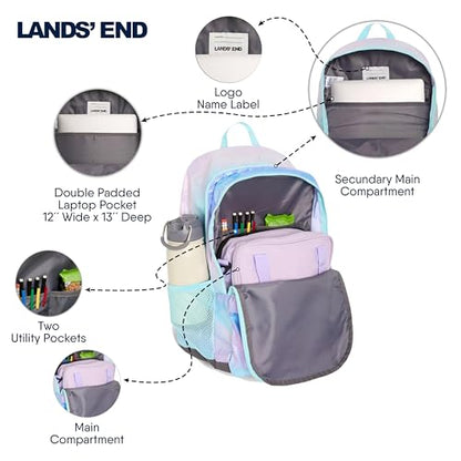 Lands' End Unisex Kids Large ClassMate Lightweight Durable Elementary School Backpack, Pastel Lilac - color: Pastel Lilac