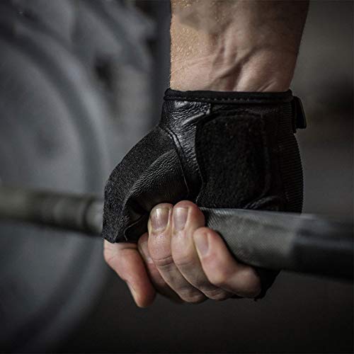 Workout Gloves for Men Ventilated Leather Weightlifting Gloves, Double-Layer Anti-Slip Palm with Foam Padding for Superior Grip and Hand Protection - size: Medium
