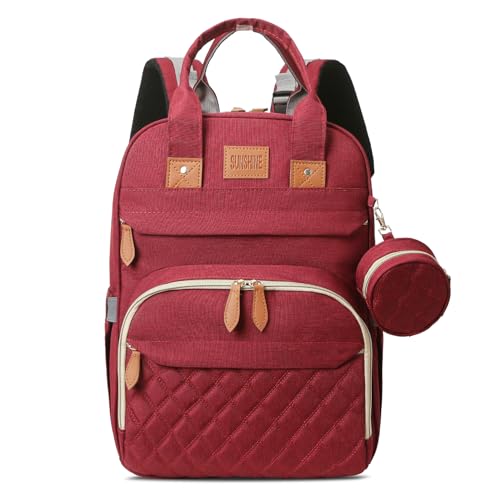 JSTPRO Diaper Bag Backpack, Large Diaper Bag with Changing Station, Baby Bag, New Mom Gifts, Lightweight Waterproof Unisex Diaper Bag with Insulated Pockets and USB Charging Port, Red - color: Red