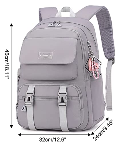 JiaYou Teen Girls Casual Backpack High Middle School Daypack Women Daily Travel Laptop Bag (2# Grey, 26 Liters) - color: 2# Grey